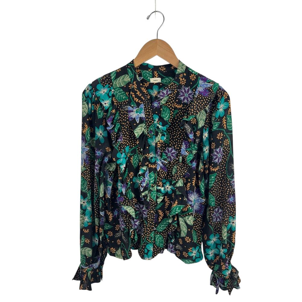 Warm Midnight Bloom Silk Blouse